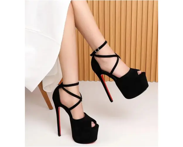 Sandale cu toc Elisia Negre