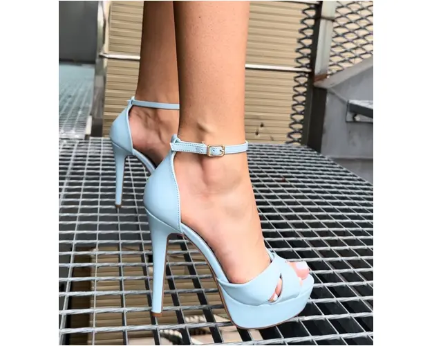 Sandale cu toc Foja Albastre