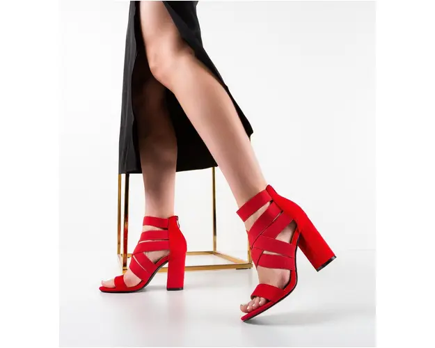 Sandale cu toc Foka Rosii