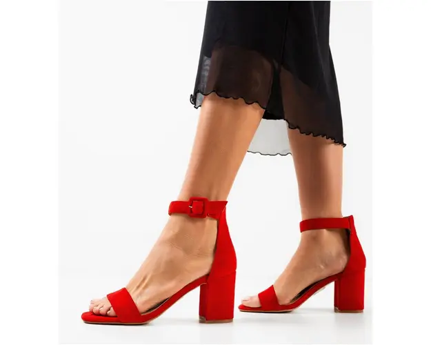 Sandale cu toc Franco Rosii