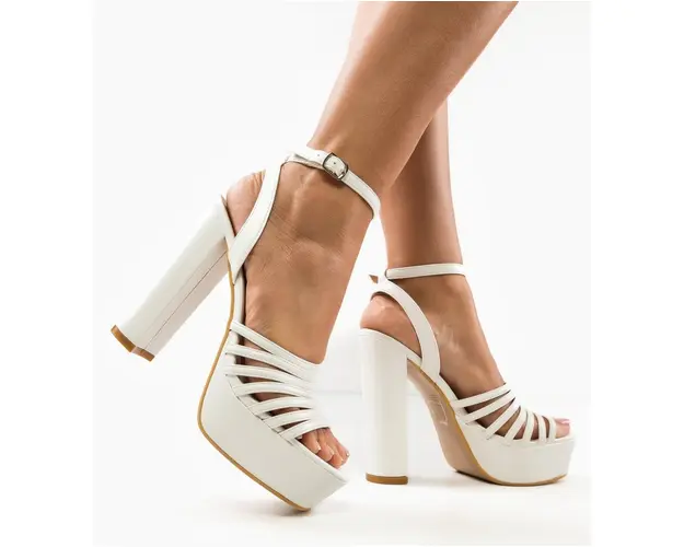 Sandale cu toc Gayatri Albe