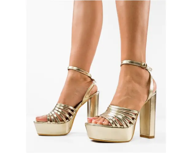Sandale cu toc Gayatri Aurii