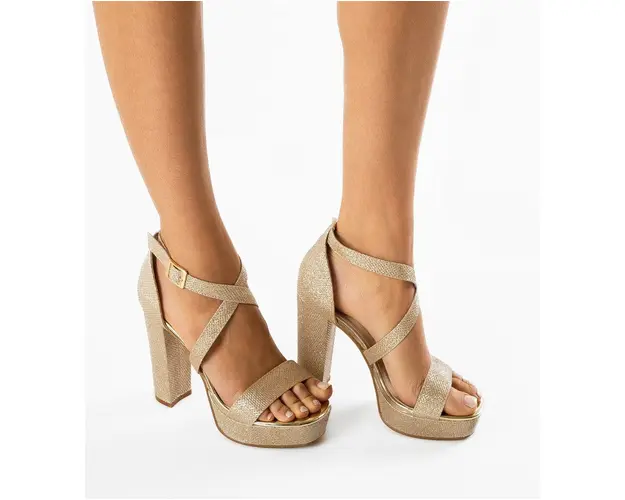 Sandale cu toc Giusi Aurii
