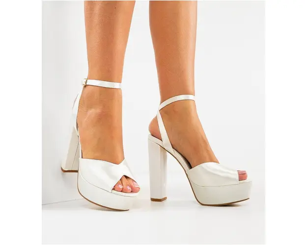 Sandale cu toc Gustavo Albe