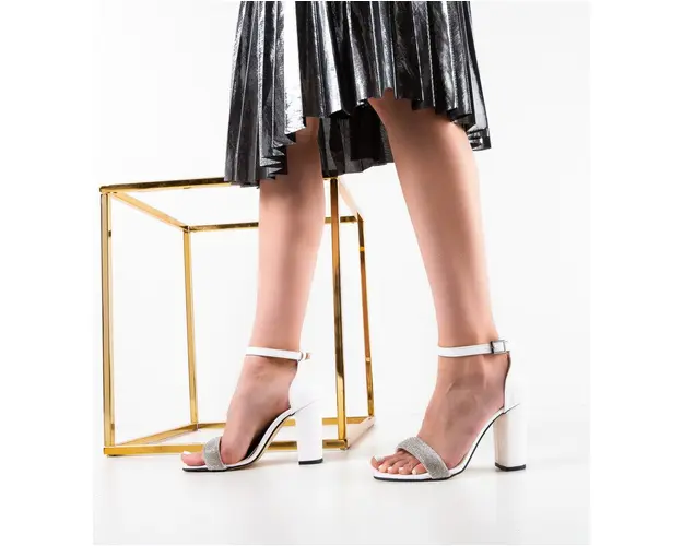 Sandale cu toc Hester Albe