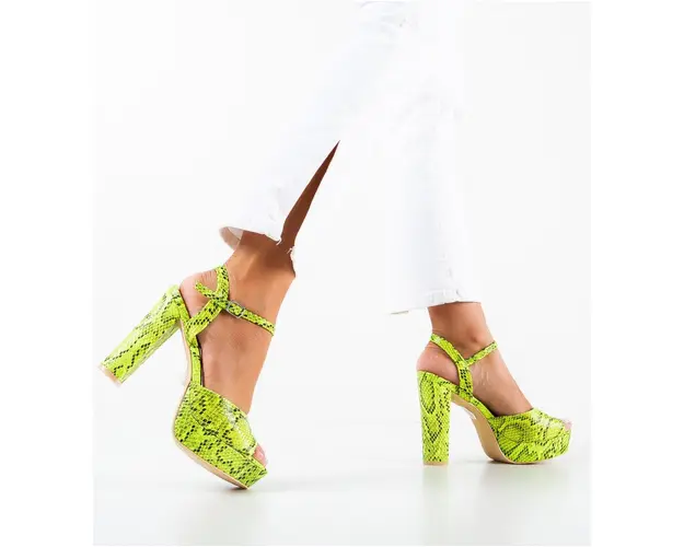 Sandale cu toc Joff Galbene