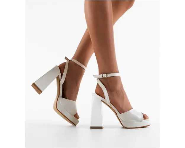 Sandale cu toc Johnna Albe