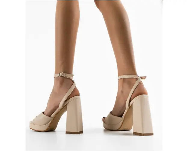 Sandale cu toc Johnna Nude
