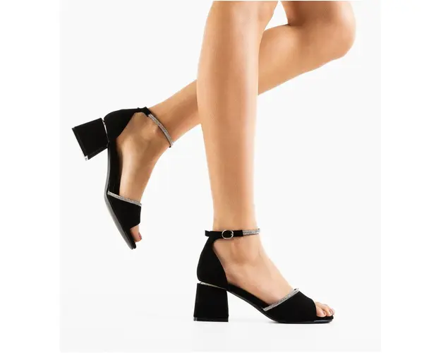 Sandale cu toc Karlie Negre
