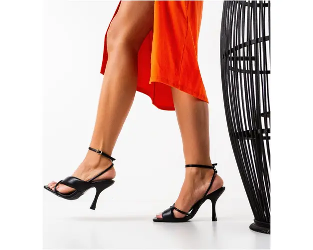 Sandale cu toc Krystal Negre