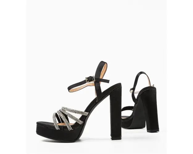Sandale cu toc Lisbeth Negre