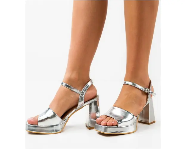 Sandale cu toc Lucineh Argintii
