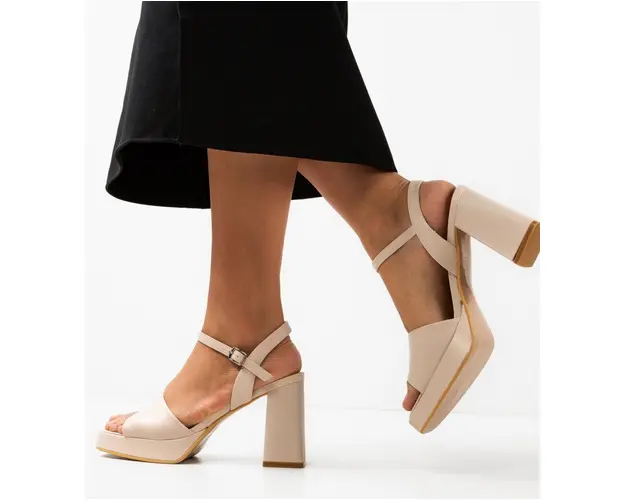 Sandale cu toc Lucineh Bej