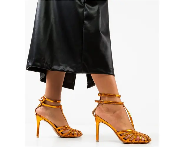 Sandale cu toc Macias Portocalii