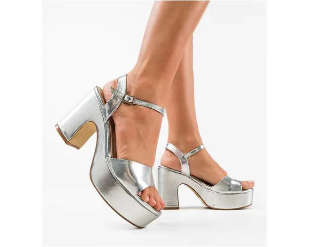 Sandale cu toc Mamyat Argintii