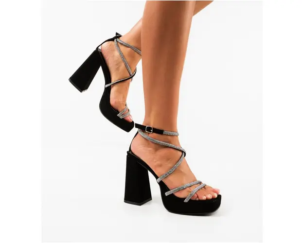 Sandale cu toc Mango Negre