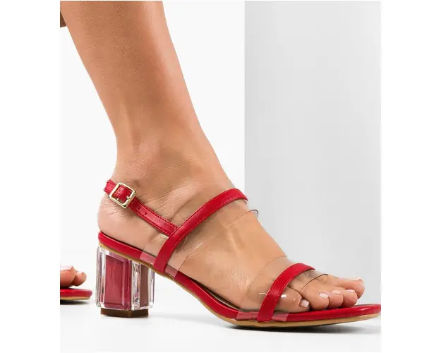 Sandale cu toc Martens Rosii