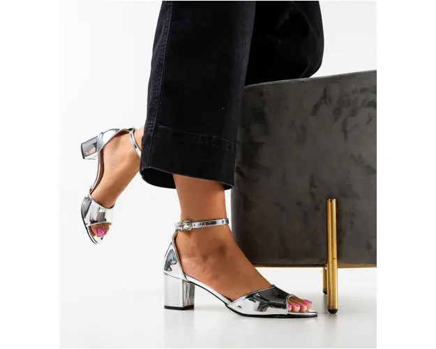 Sandale cu toc Miko Argintii