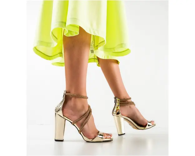 Sandale cu toc Minion Aurii