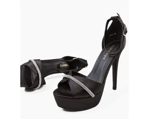 Sandale cu toc Miriam Negre
