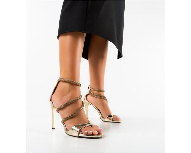 Sandale cu toc Mitrei Aurii