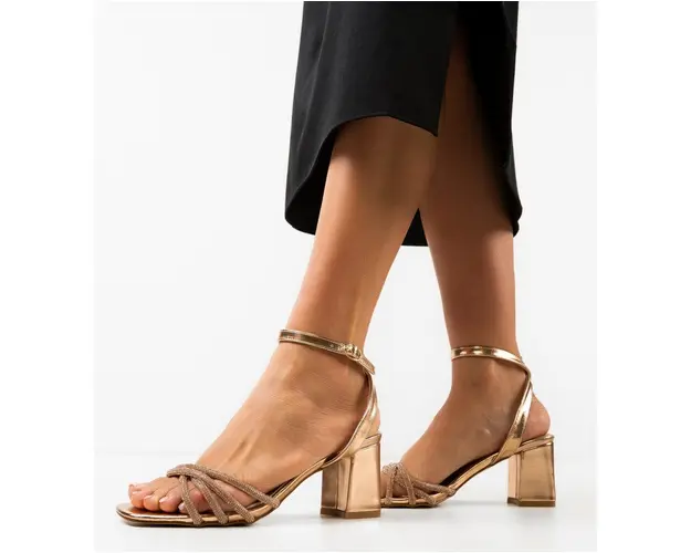 Sandale cu toc Nelson Aurii 2