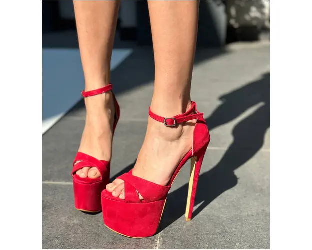 Sandale cu toc Olamide Rosii