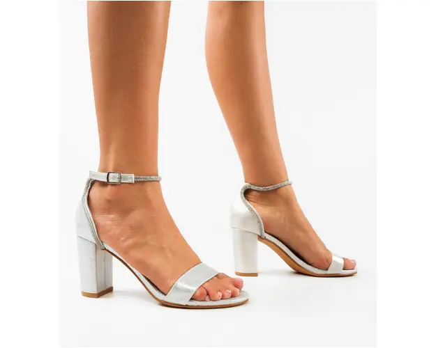 Sandale cu toc Olusola Argintii