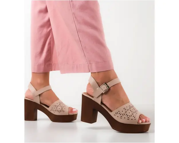 Sandale cu toc Oprey Bej