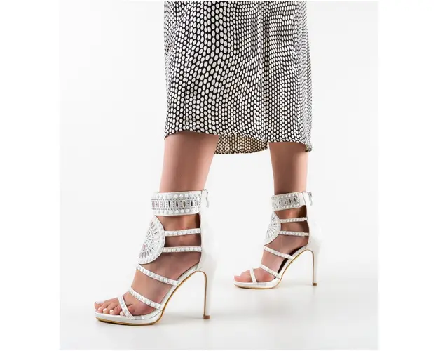 Sandale cu toc Orma Albe