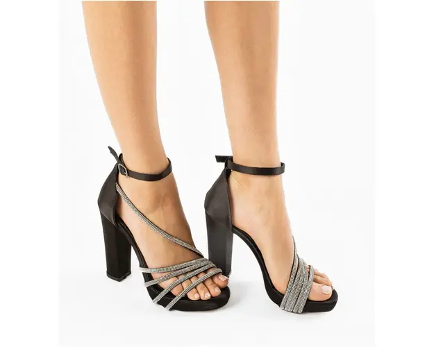 Sandale cu toc Parmigiano Negre
