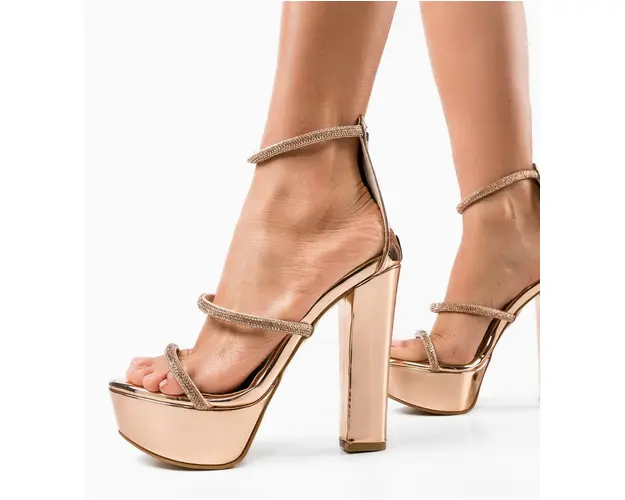 Sandale cu toc Patrysya Aurii