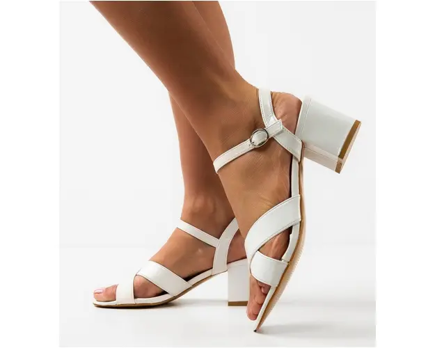 Sandale cu toc Phirun Albe