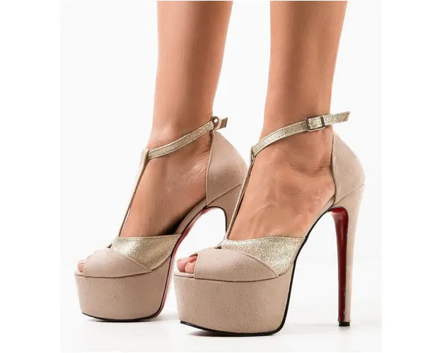 Sandale cu toc Planet Bej