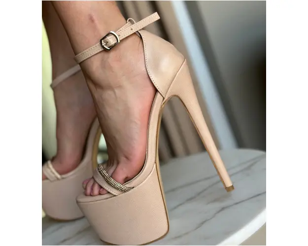 Sandale cu toc Pleun Bej 2