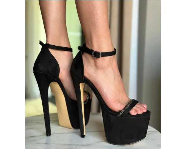 Sandale cu toc Pleun Negre