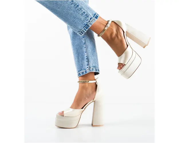 Sandale cu toc Pugh Bej