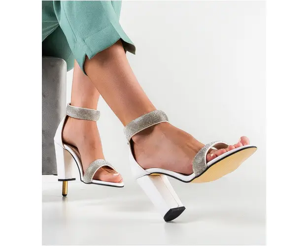 Sandale cu toc Ragada Albe