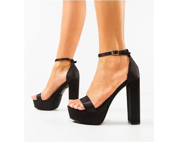 Sandale cu toc Rajesh Negre