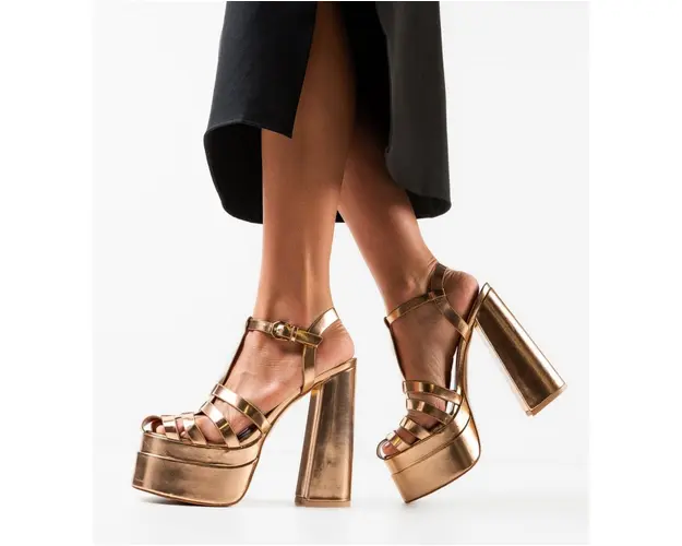 Sandale cu toc Rio Aurii