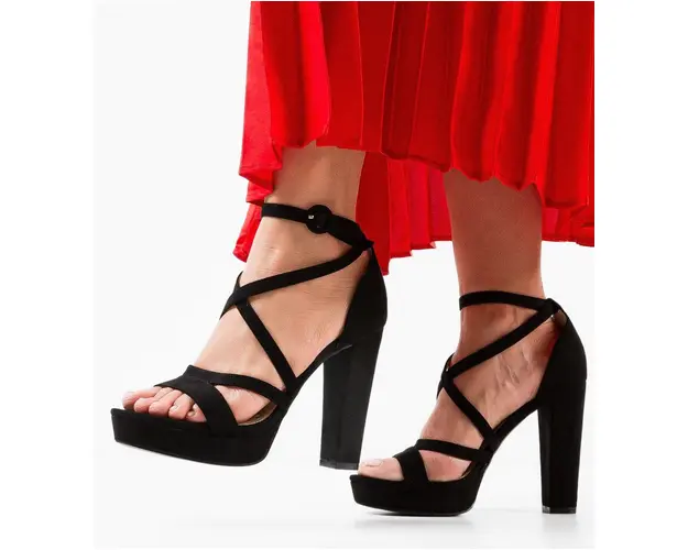 Sandale cu toc Ross Negre