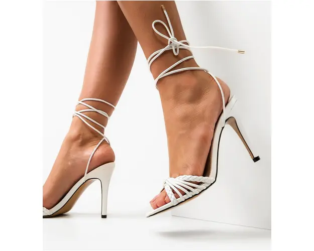 Sandale cu toc Sameera Albe