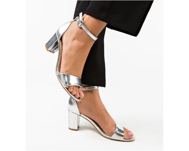 Sandale cu toc Sharmila Argintii