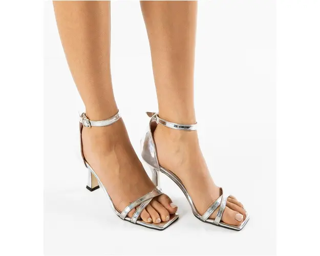 Sandale cu toc Solban Argintii