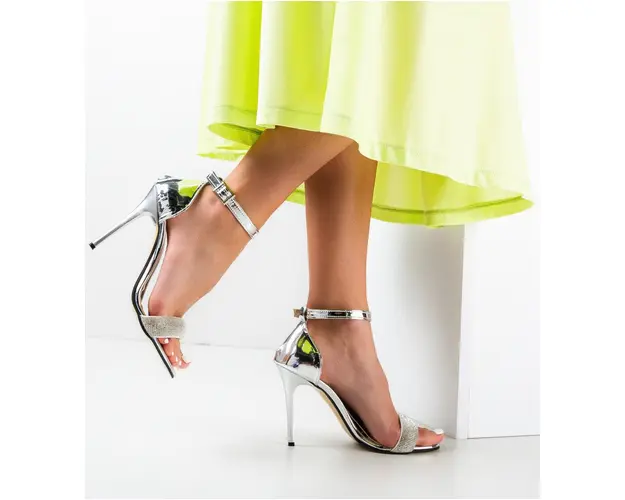 Sandale cu toc Sonia Argintii