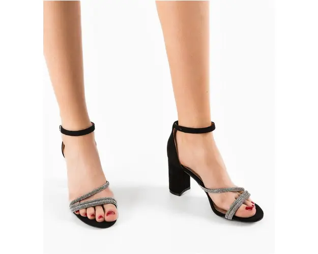 Sandale cu toc Stacey Negre