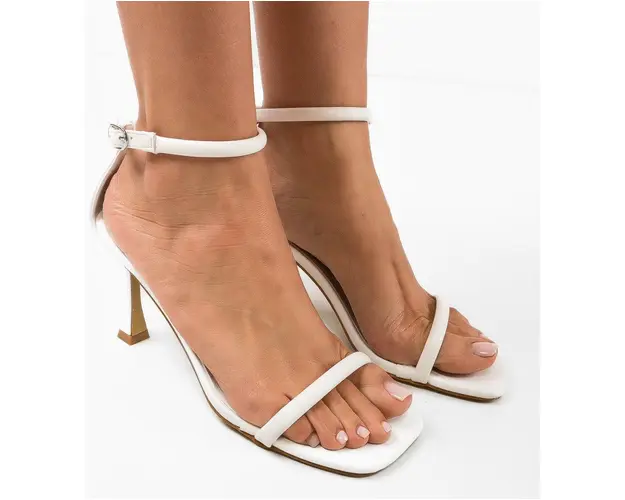 Sandale cu toc Sykes Albe