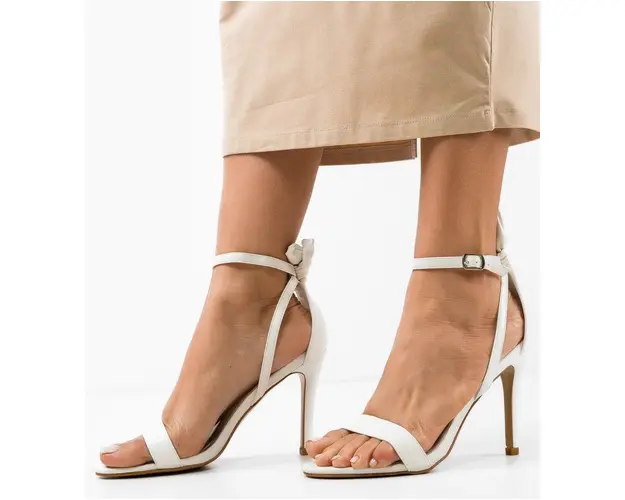 Sandale cu toc Tammie Albe