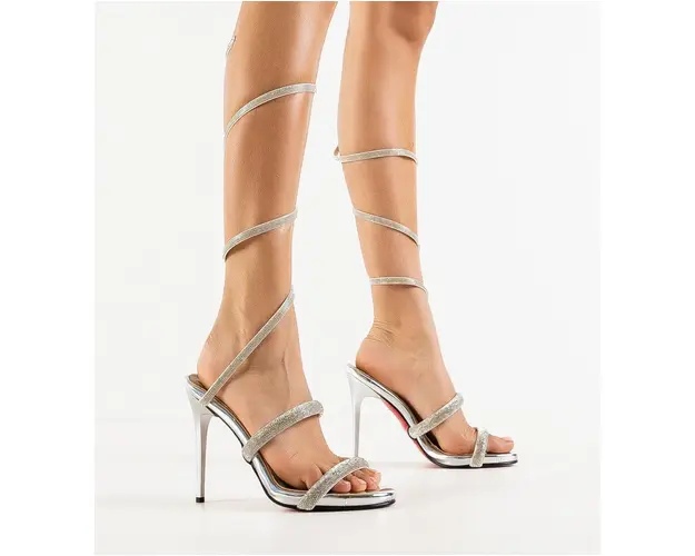 Sandale cu toc Tarkom Argintii