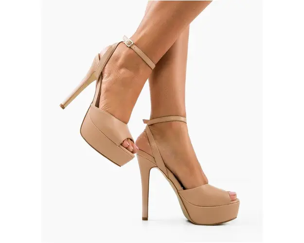 Sandale cu toc Thyrza Nude